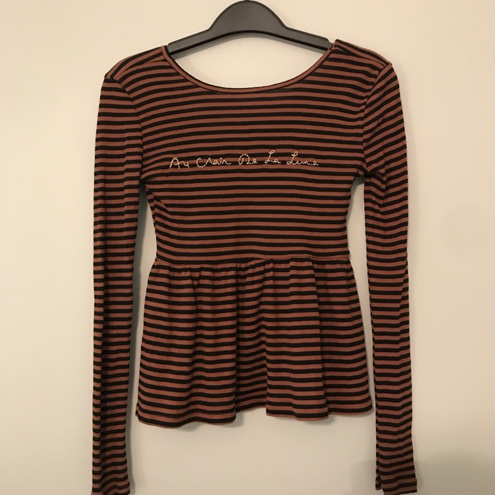 urban outfitters striped top with french stitching